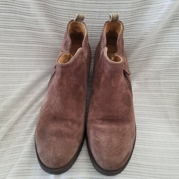 Hush Puppies Women’s Sz 6.5 Hadley Brown Suede Ankle Boot Bootie Zip - Picture 3 of 6